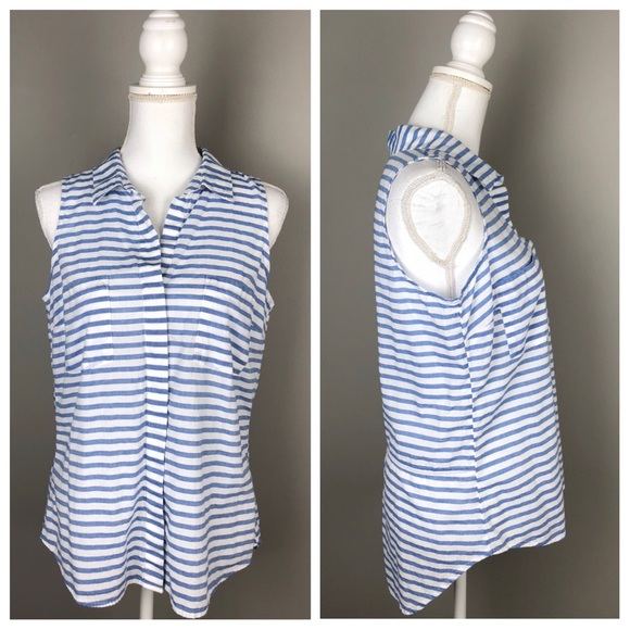 Faded Glory Tops - {Faded Glory} Striped Button Down Hi-Low Tank Top